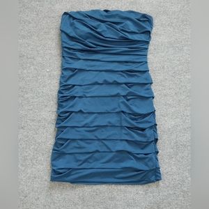 Blue strapless dress